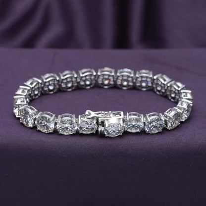 68-84 carat Moissanite tennis bracelet, 10mm round laboratory synthetic Moissanite, 925 sterling silver bracelet for men & women alike 7 to 8.5 inches