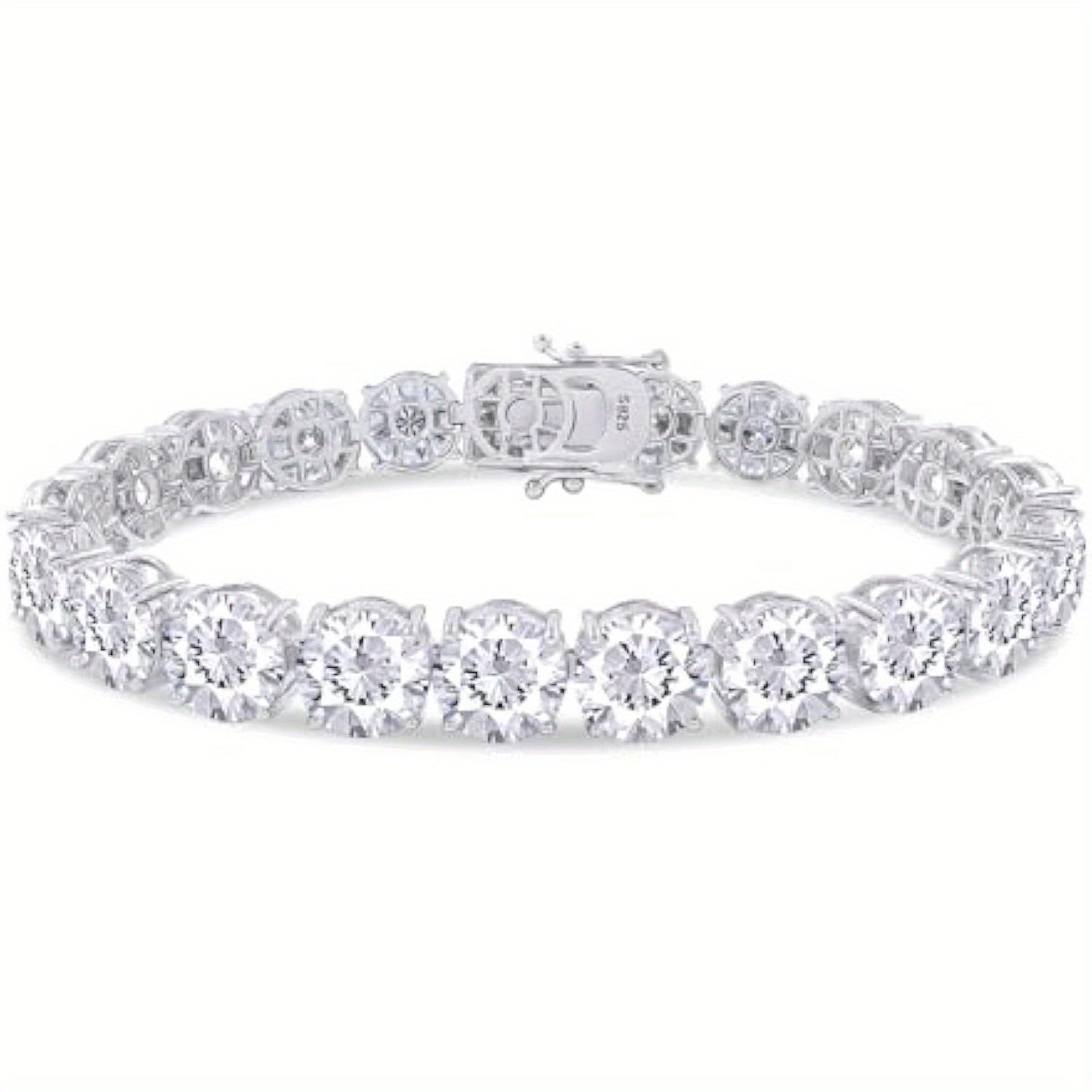 68-84 carat Moissanite tennis bracelet, 10mm round laboratory synthetic Moissanite, 925 sterling silver bracelet for men & women alike 7 to 8.5 inches