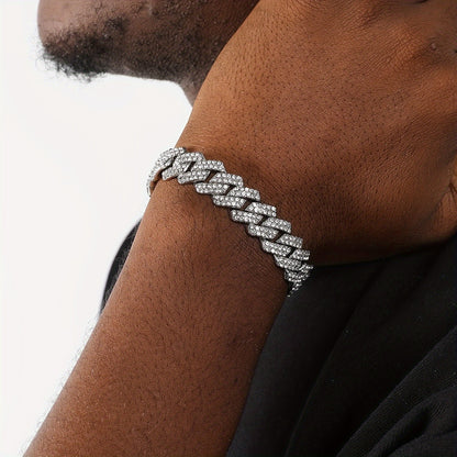 Bold Elegance with the S925 Sterling Silver 9.7 Carat Moissanite Hip Hop Cuban Bracelet