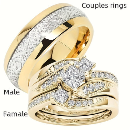 1/3pcs Stainless Steel Couple Ring for Men and Women - Wedding & Engagement Bands