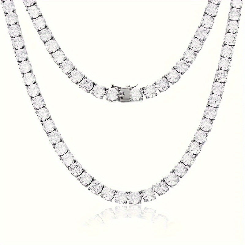 S925 Sterling Silver Cuban Necklace with 9.8-Carat Moissanite - Hip Hop Jewelry for Men and Women