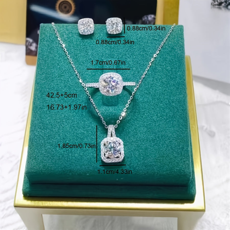 Elegant 3-Piece Jewelry Set: Stunning Earrings, Necklace & Ring with Sparkling Zirconia – Perfect for Everyday Glam & Special Occasions